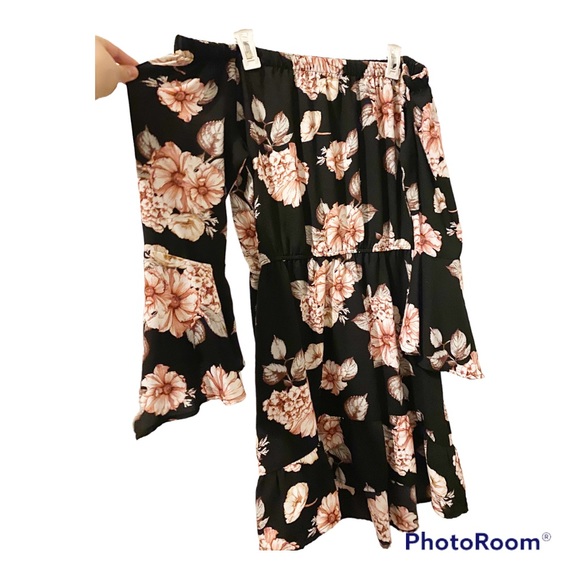 Xhilaration dress, large, black with pink floral - Picture 2 of 3